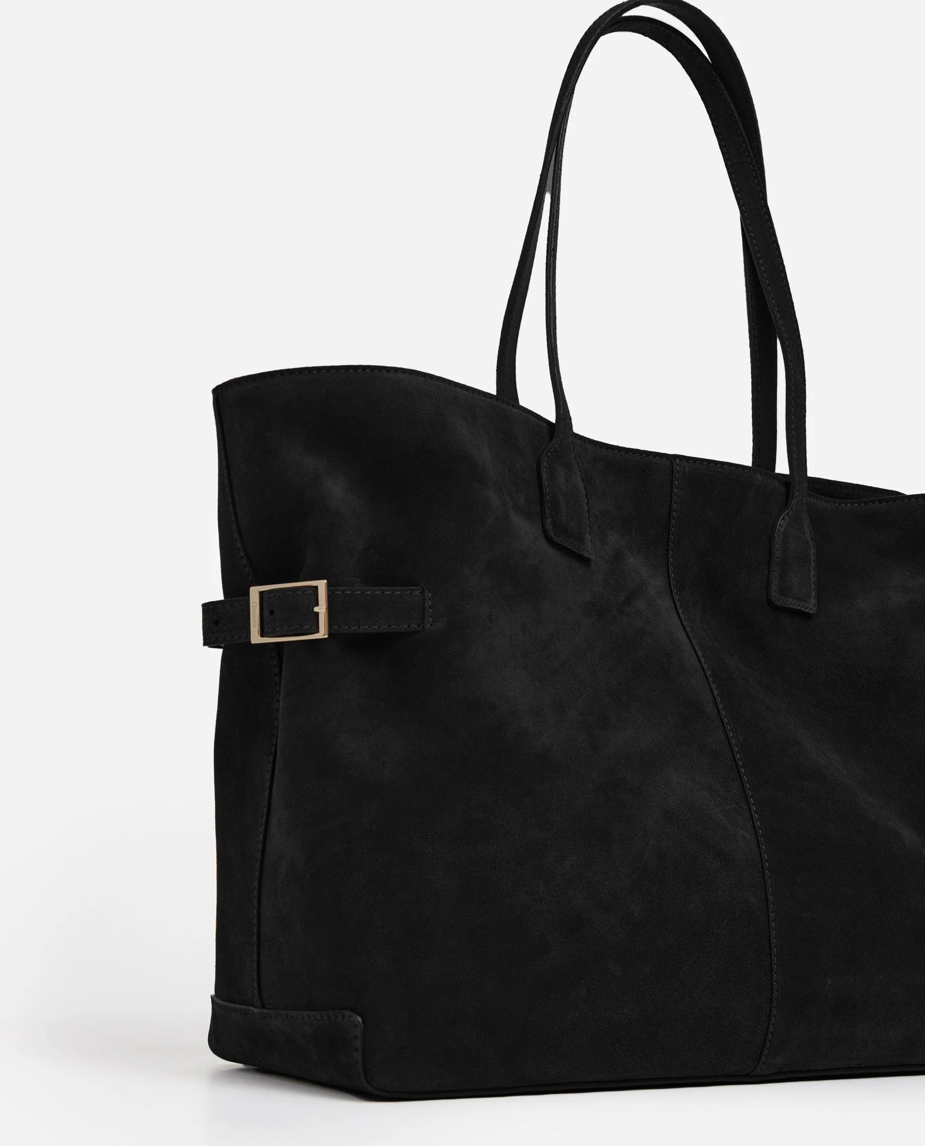 Flattered Black Suede Lesley Tote Bag