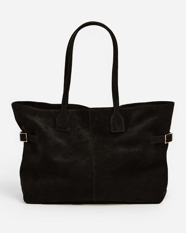 Flattered Black Suede Lesley Tote Bag