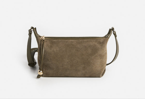 Flattered Ru Crossbody Olive Suede Bag