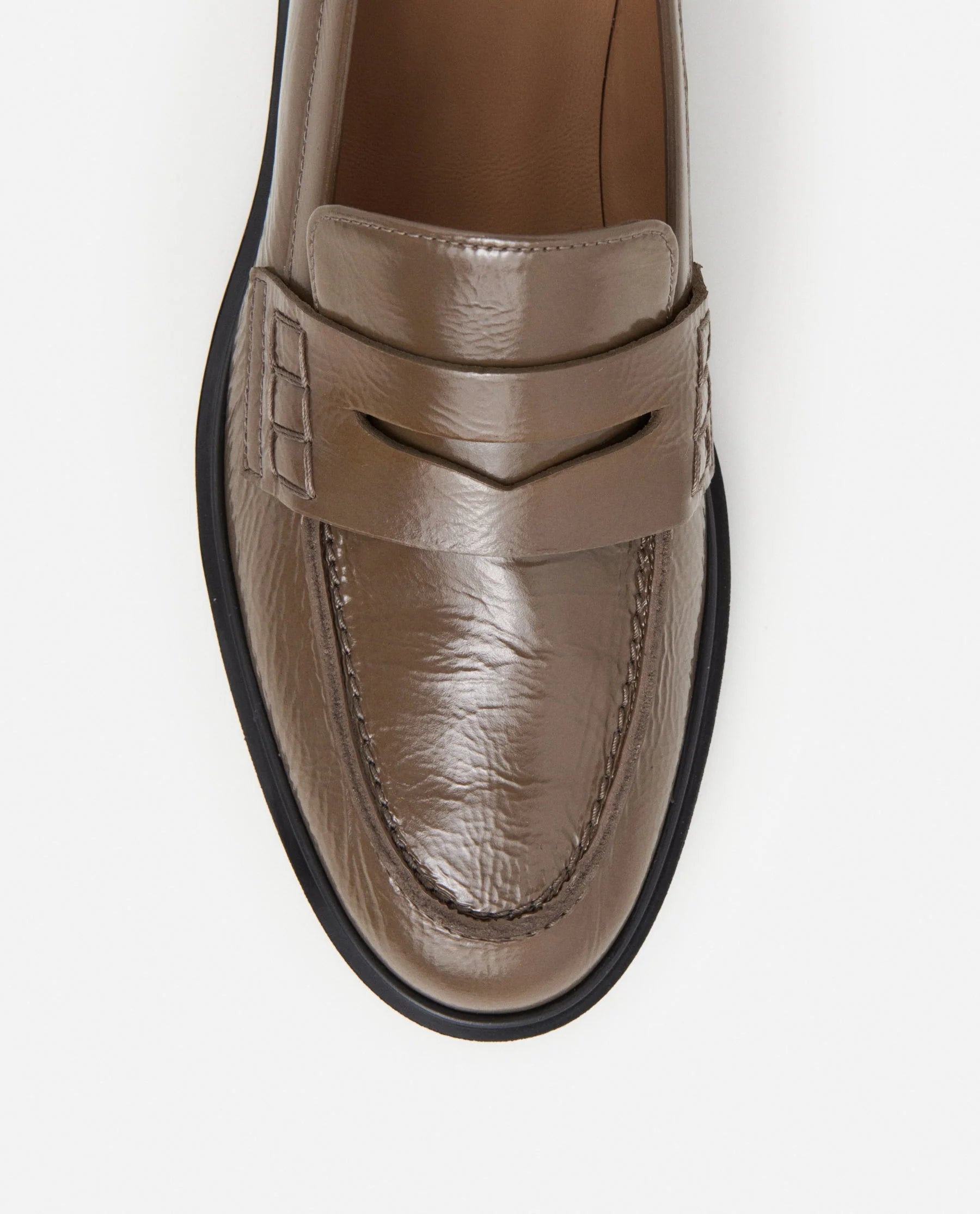 Flattered Sara Khaki Leather Loafer