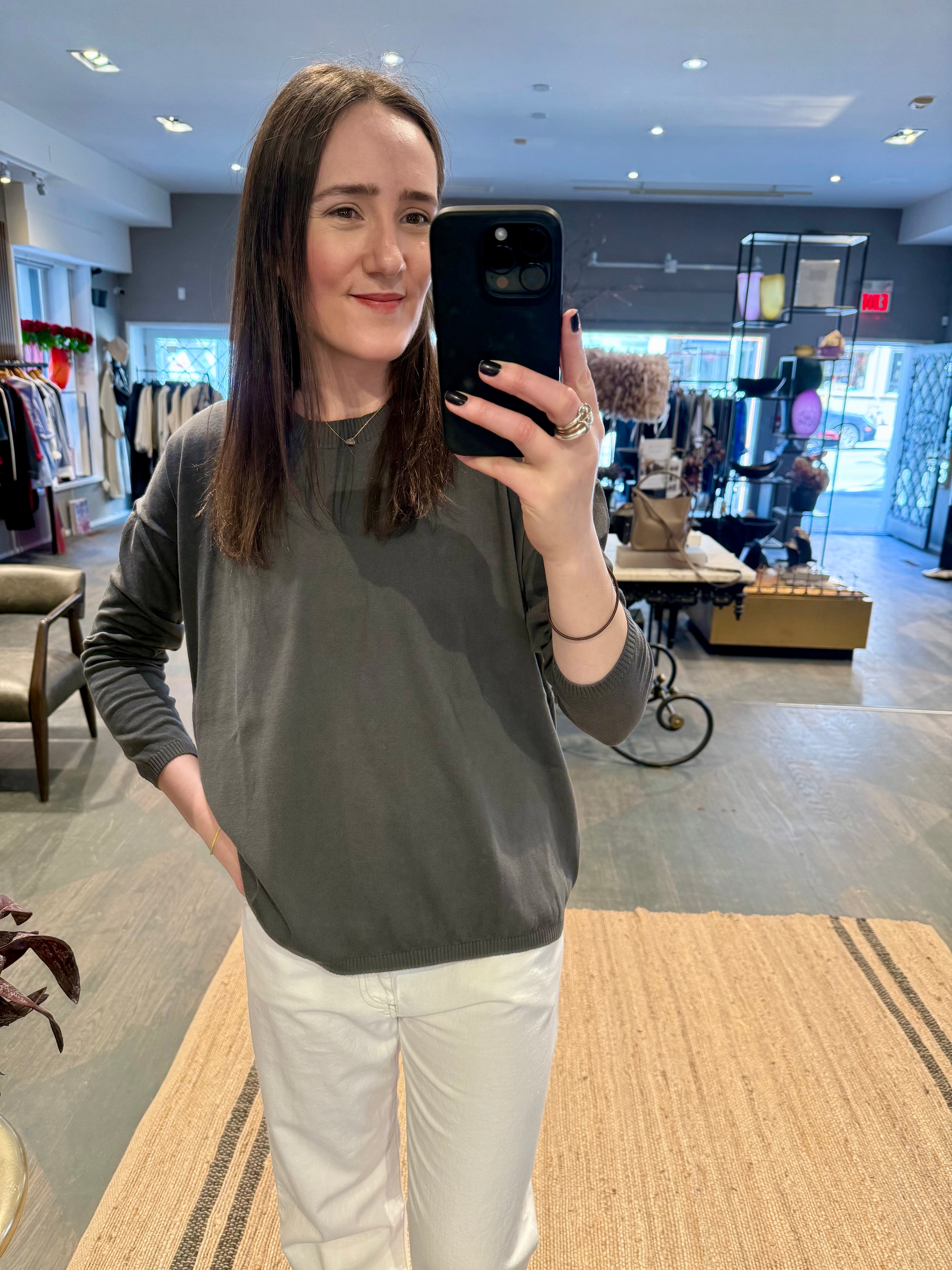 Private Relaxed Fit Cotton Crewneck Sweater