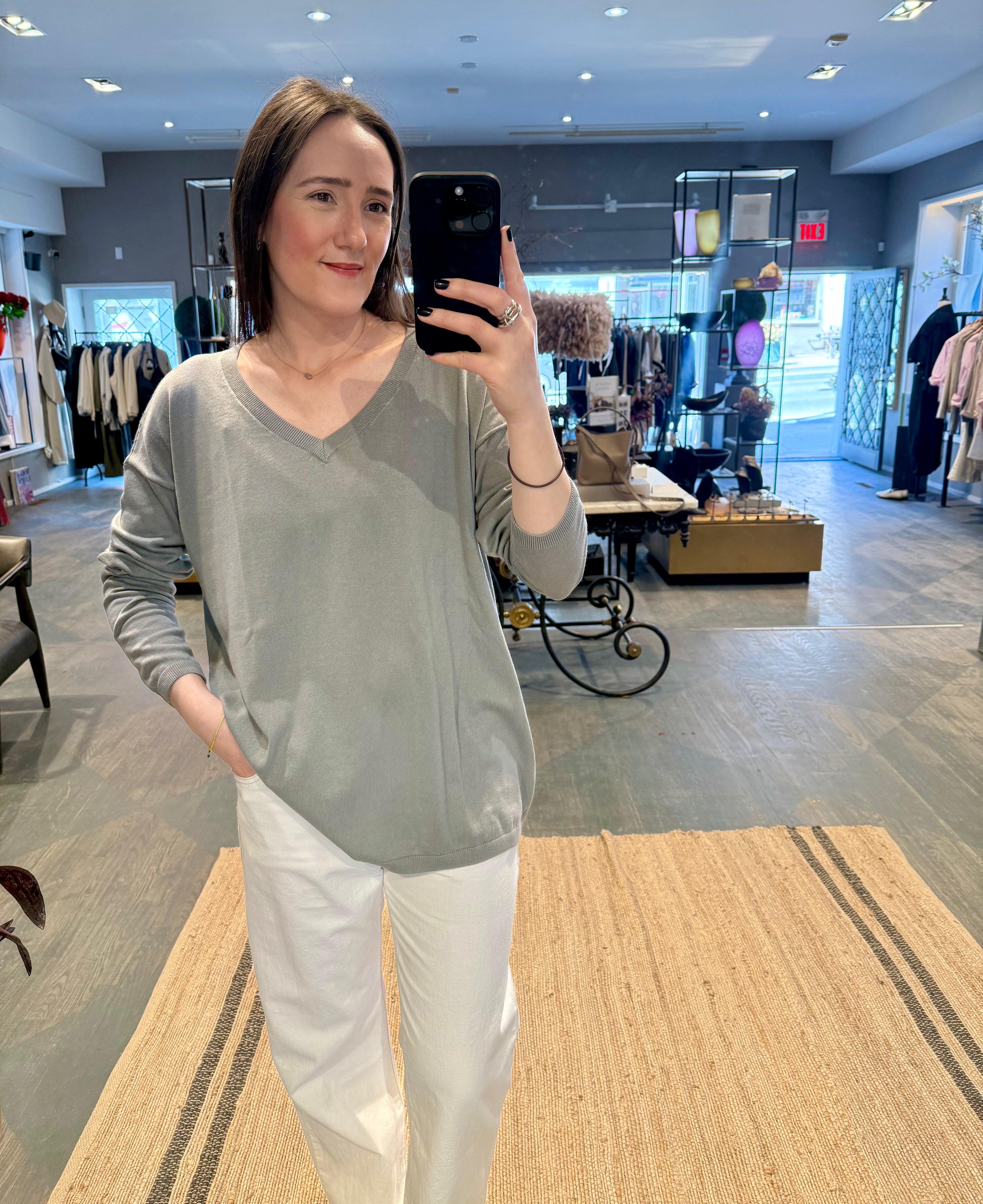 Private Cashmere Cotton V-Neck Sweater