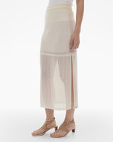 Helmut Lang Ivory Knit Midi Skirt