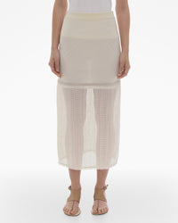 Helmut Lang Ivory Knit Midi Skirt