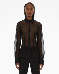 Helmut Lang Black Fitted Lace Shirt