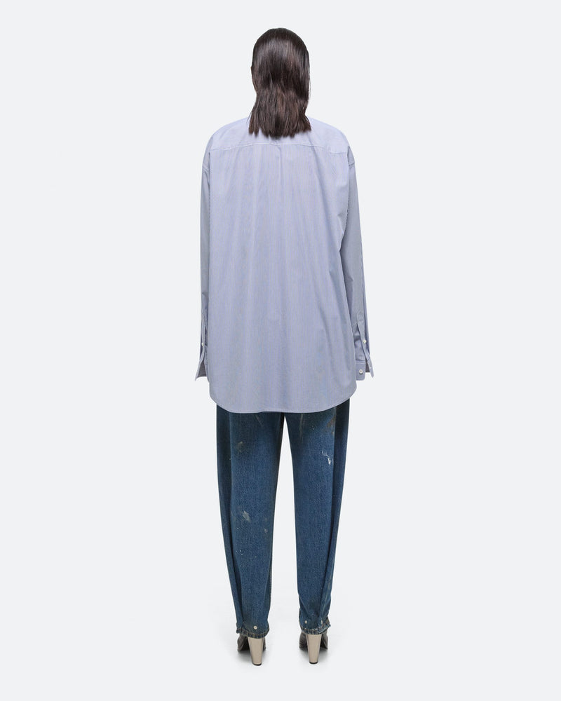 Helmut Lang Blue Striped Poplin Shirt