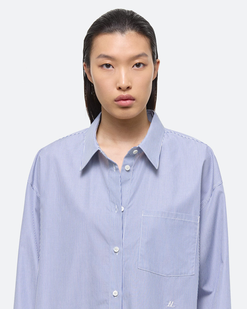 Helmut Lang Blue Striped Poplin Shirt