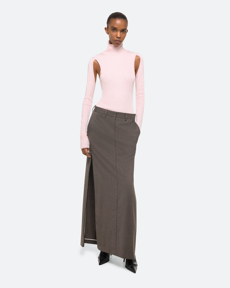 Helmut Lang Light Brown Melange Zip Maxi Skirt