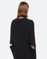 Helmut Lang Black Rib Distressed Crewneck Sweater