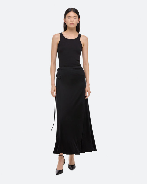 Helmut Lang Black Fluid Wrap Skirt