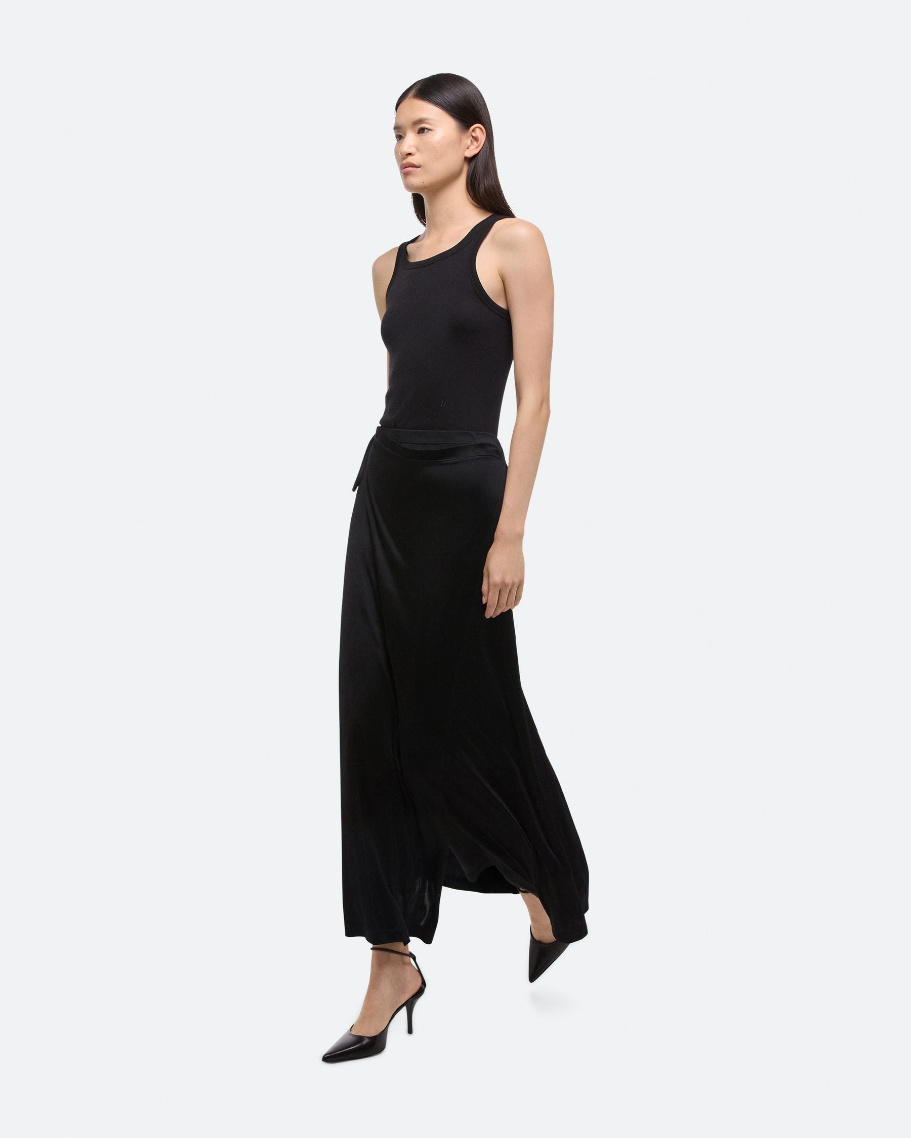 小物 HELMUT LANG black satin tie Helmut Lang Black Fluid Wrap Skirt