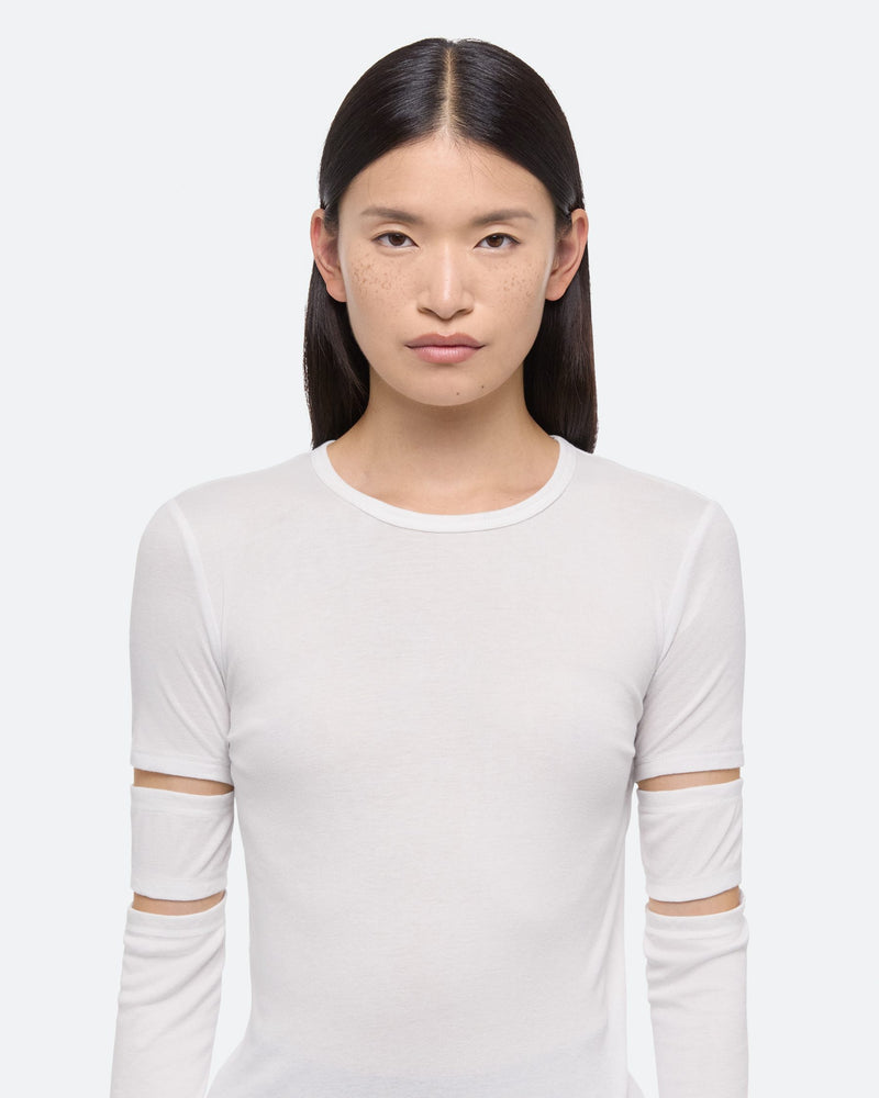 Helmut Lang White Slash Long Sleeve Tee