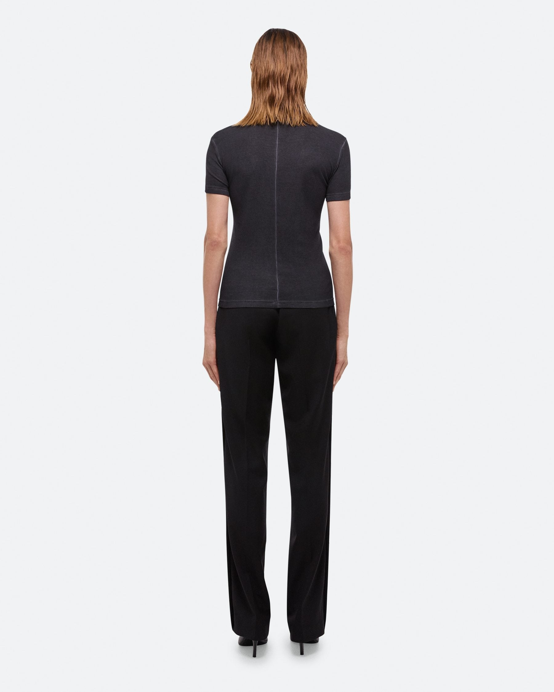 Helmut Lang Garment Dyed Black Shrunken Tee