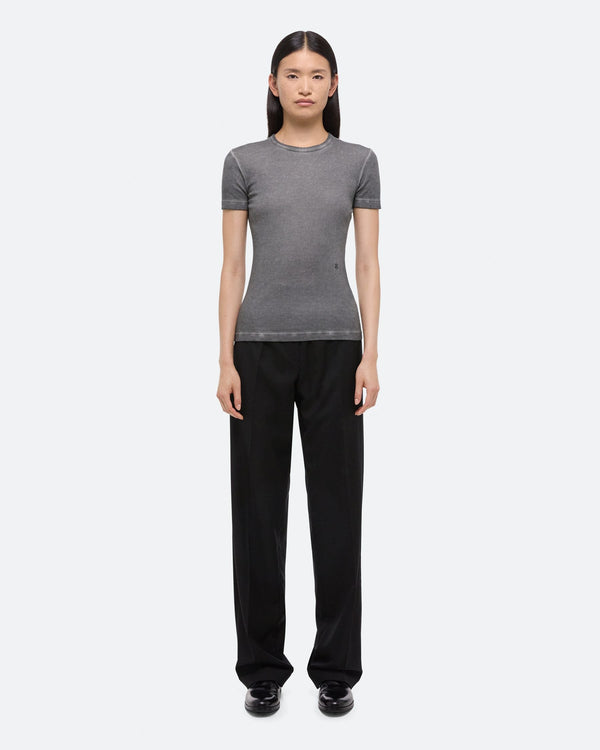 Helmut Lang Garment Dyed Gunmetal Shrunken Tee