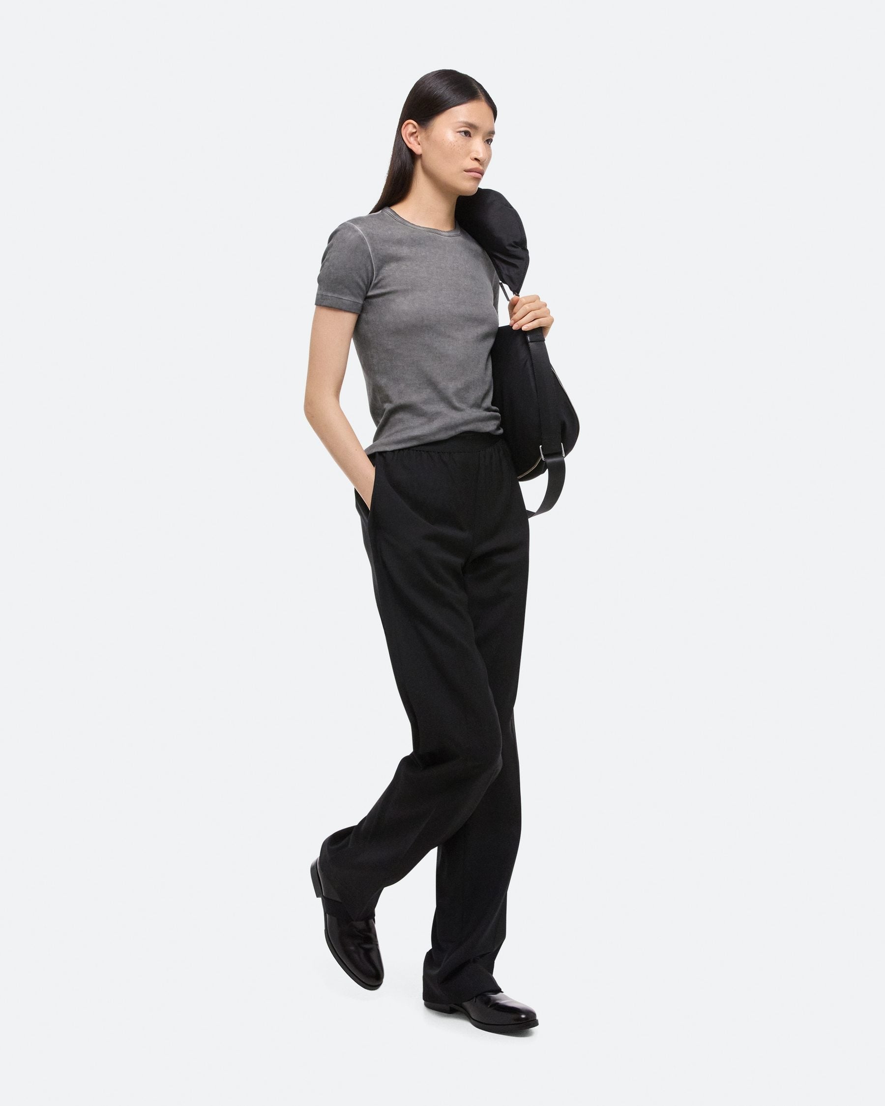 Helmut Lang Garment Dyed Gunmetal Shrunken Tee