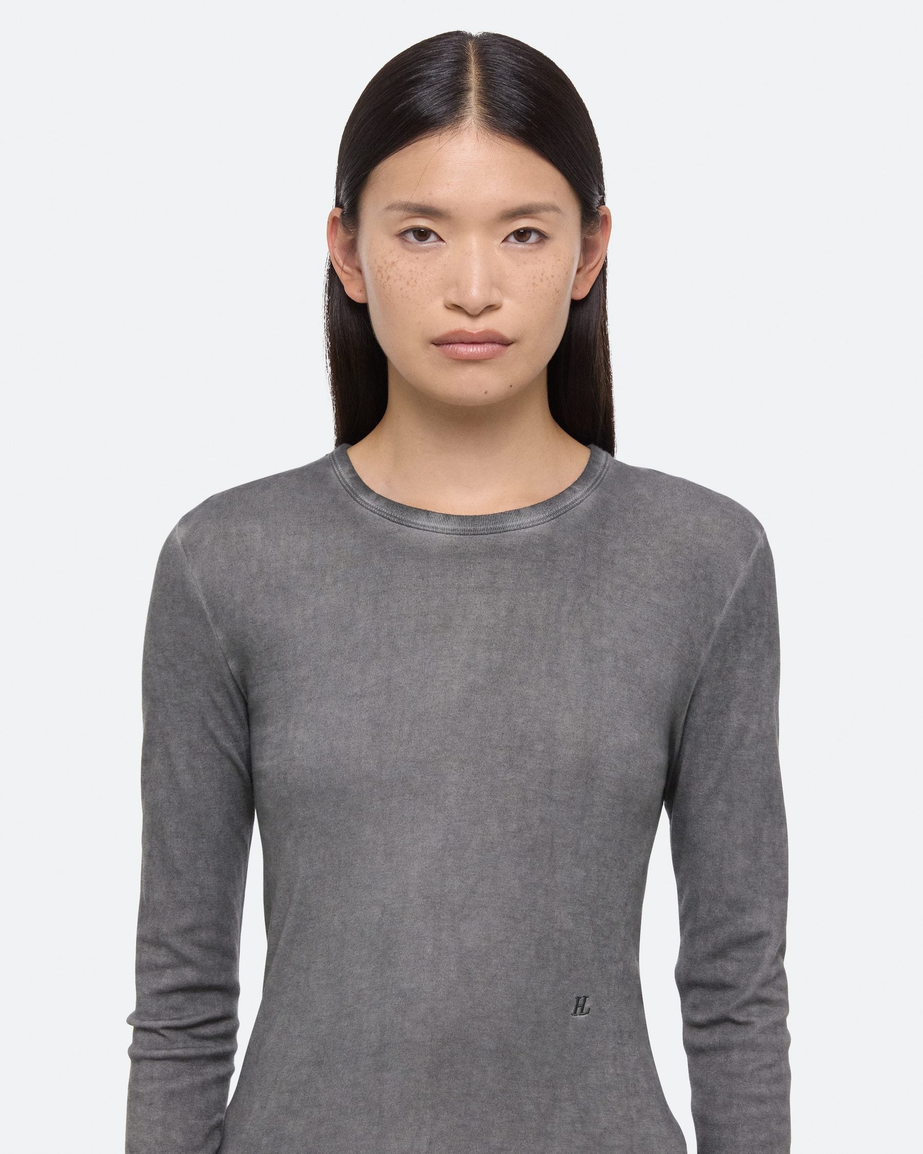 Helmut Lang Garment Dyed Gunmetal LS Tee