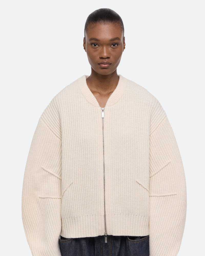 Helmut Lang Ivory Apex Zip Sweater CLEMENTINE S