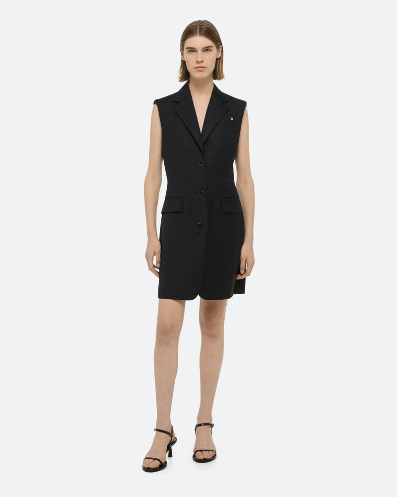 Helmut Lang Black Sleeveless Waisted Blazer Dress