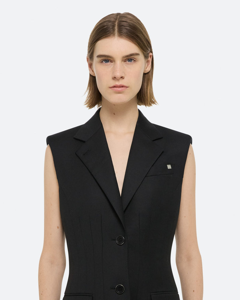 Helmut Lang Black Sleeveless Waisted Blazer Dress