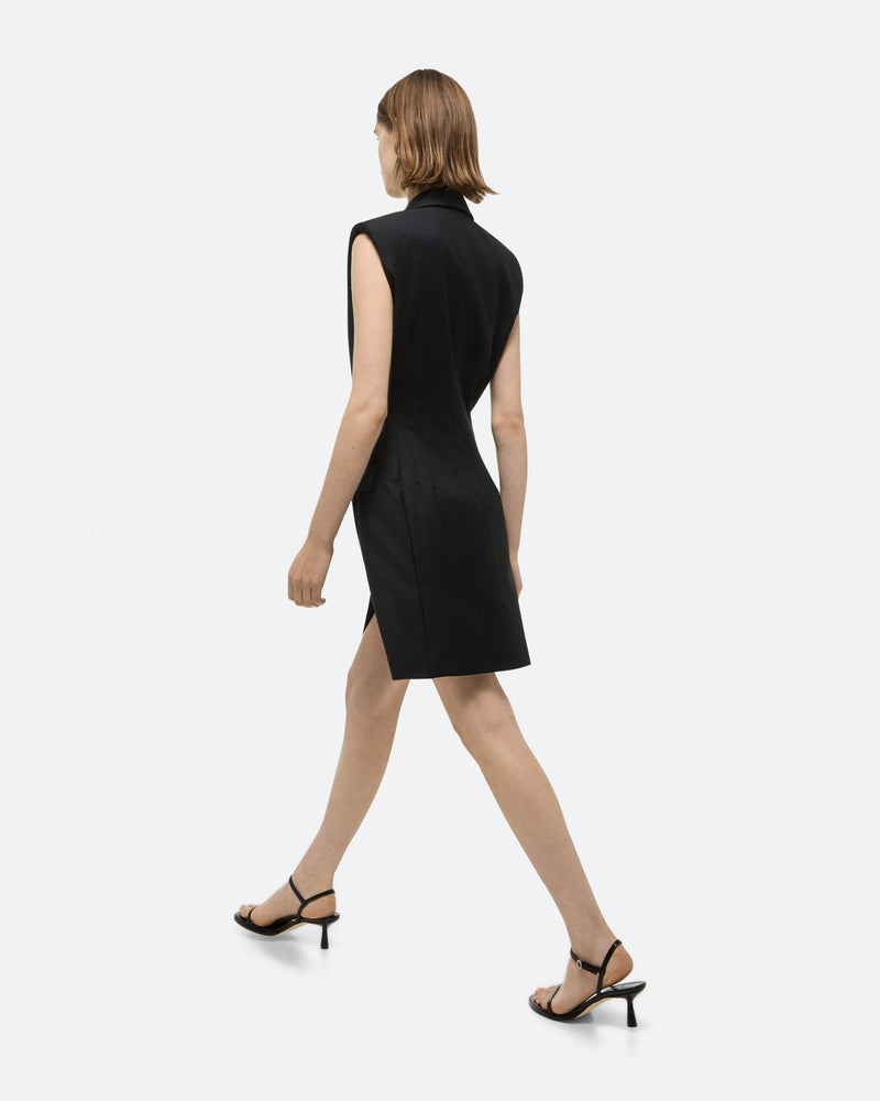 Helmut Lang Black Sleeveless Waisted Blazer Dress