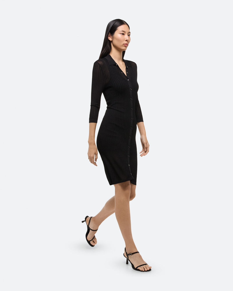 Helmut Lang Black Polo Knit Dress