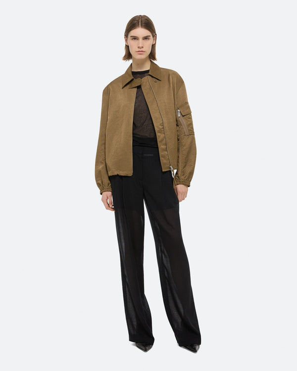 Helmut Lang Cognac Creased Bomber Jacket