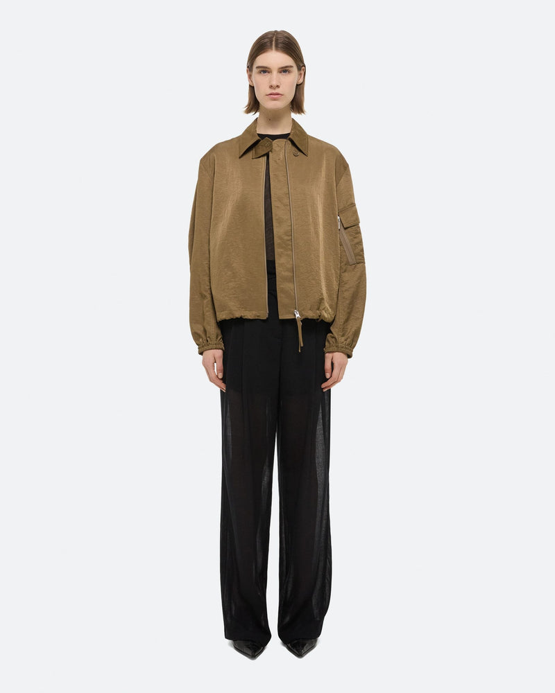 Helmut Lang Cognac Creased Bomber Jacket