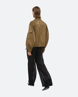 Helmut Lang Cognac Creased Bomber Jacket