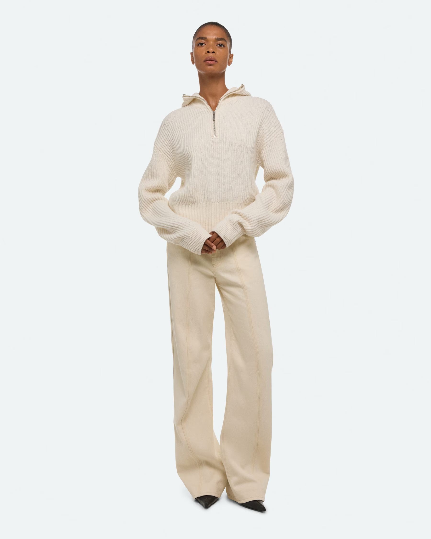 Helmut Lang Balaclava Hoodie Sweater | Ivory