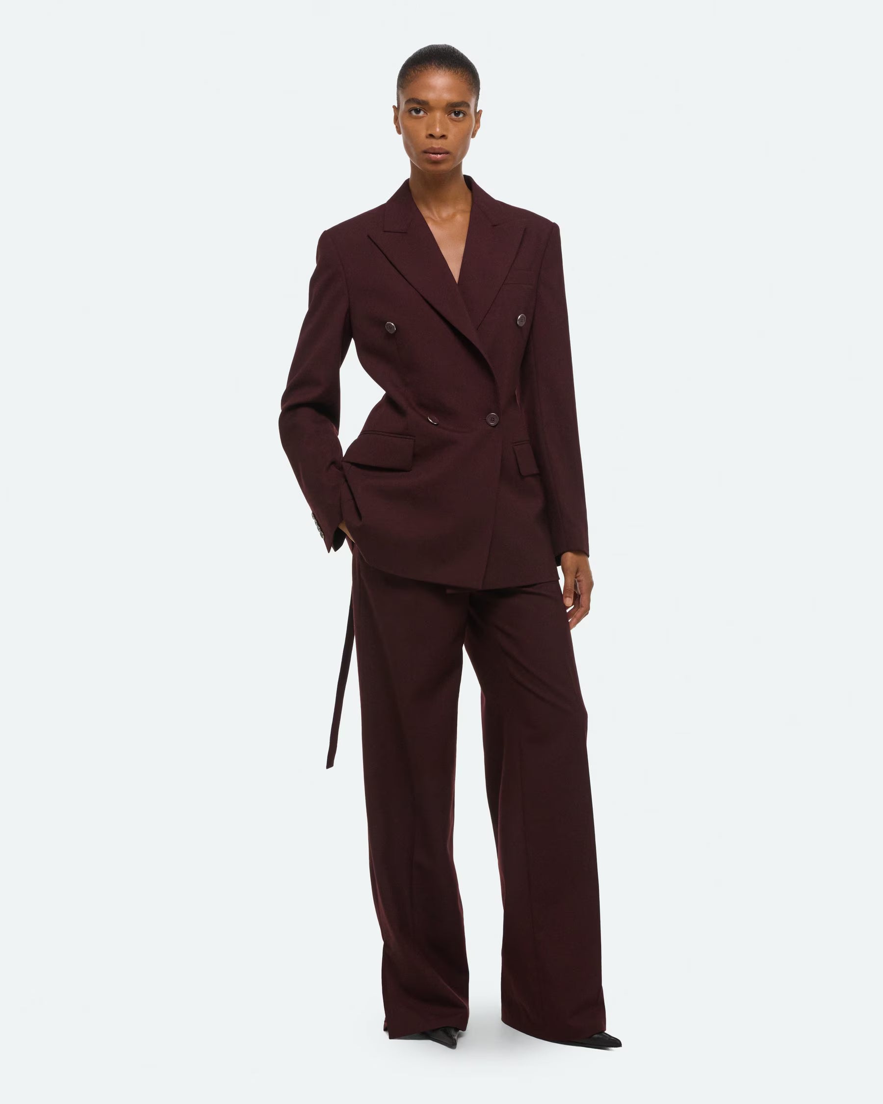 Helmut Lang Double Breasted Belted Blazer | Mahogany