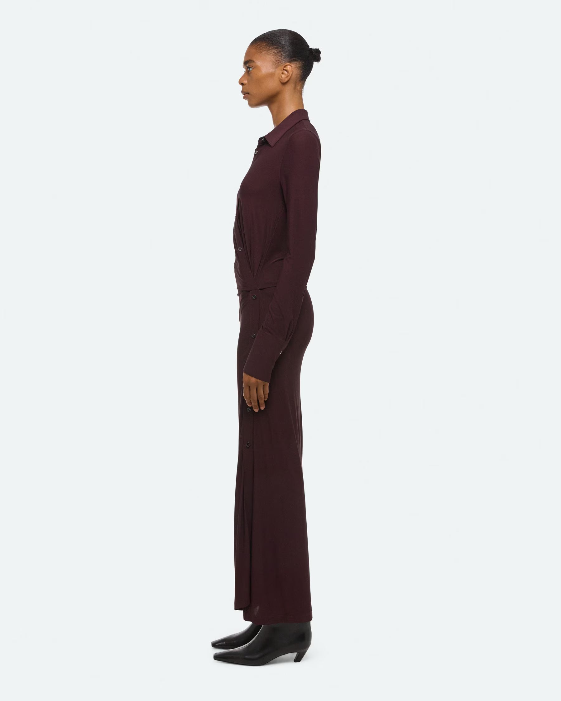 Helmut Lang Twist Shirt Dress | Mahogany