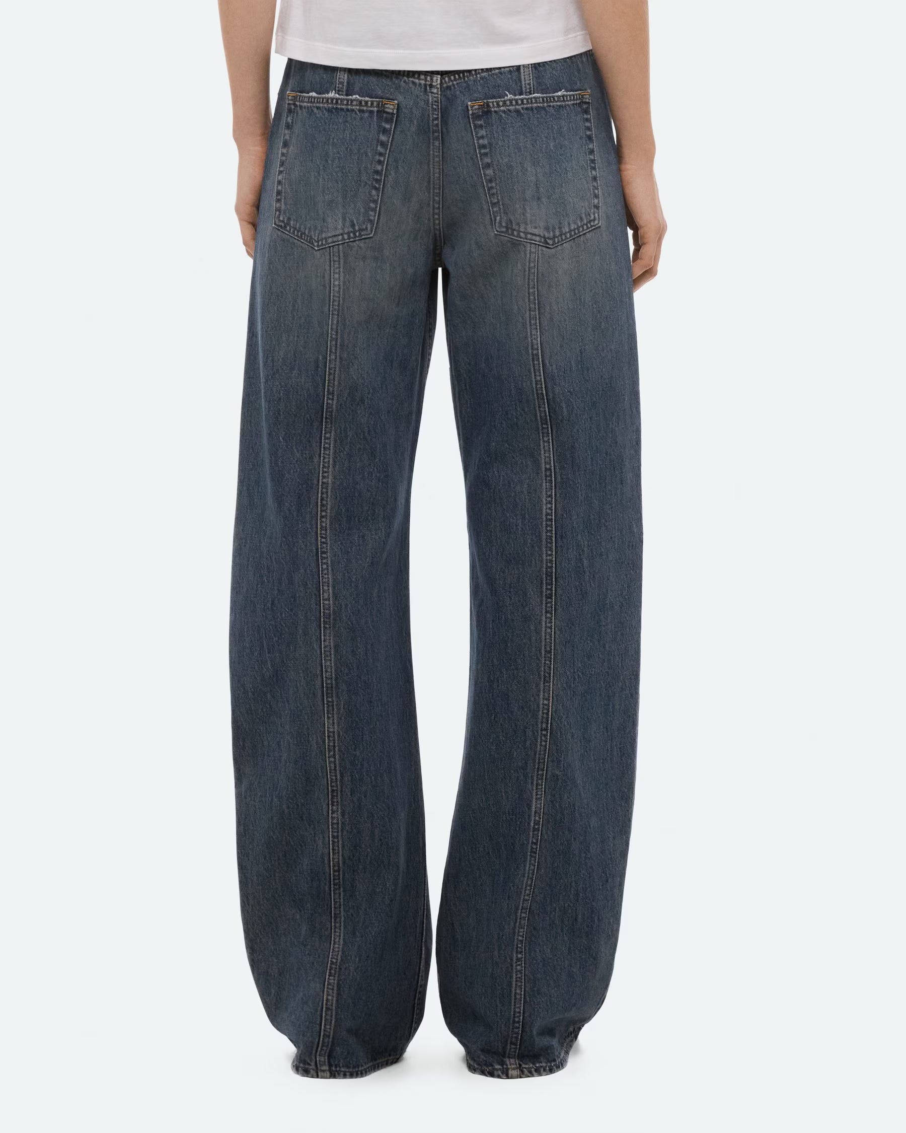 Helmut Lang Destroyed Bootcut Jeans | Tinted Vintage Blue