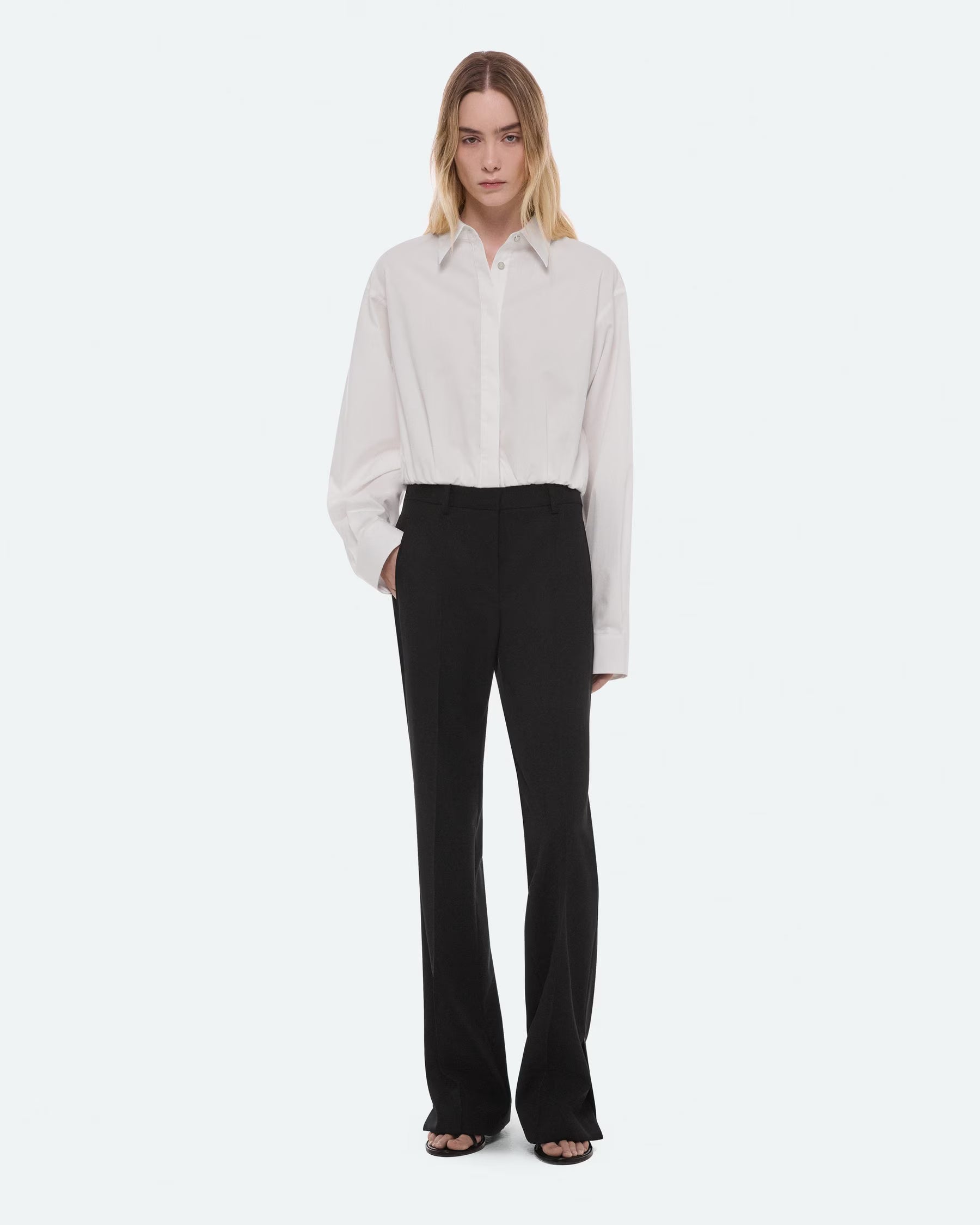 Helmut Lang Cropped Gather Shirt | White
