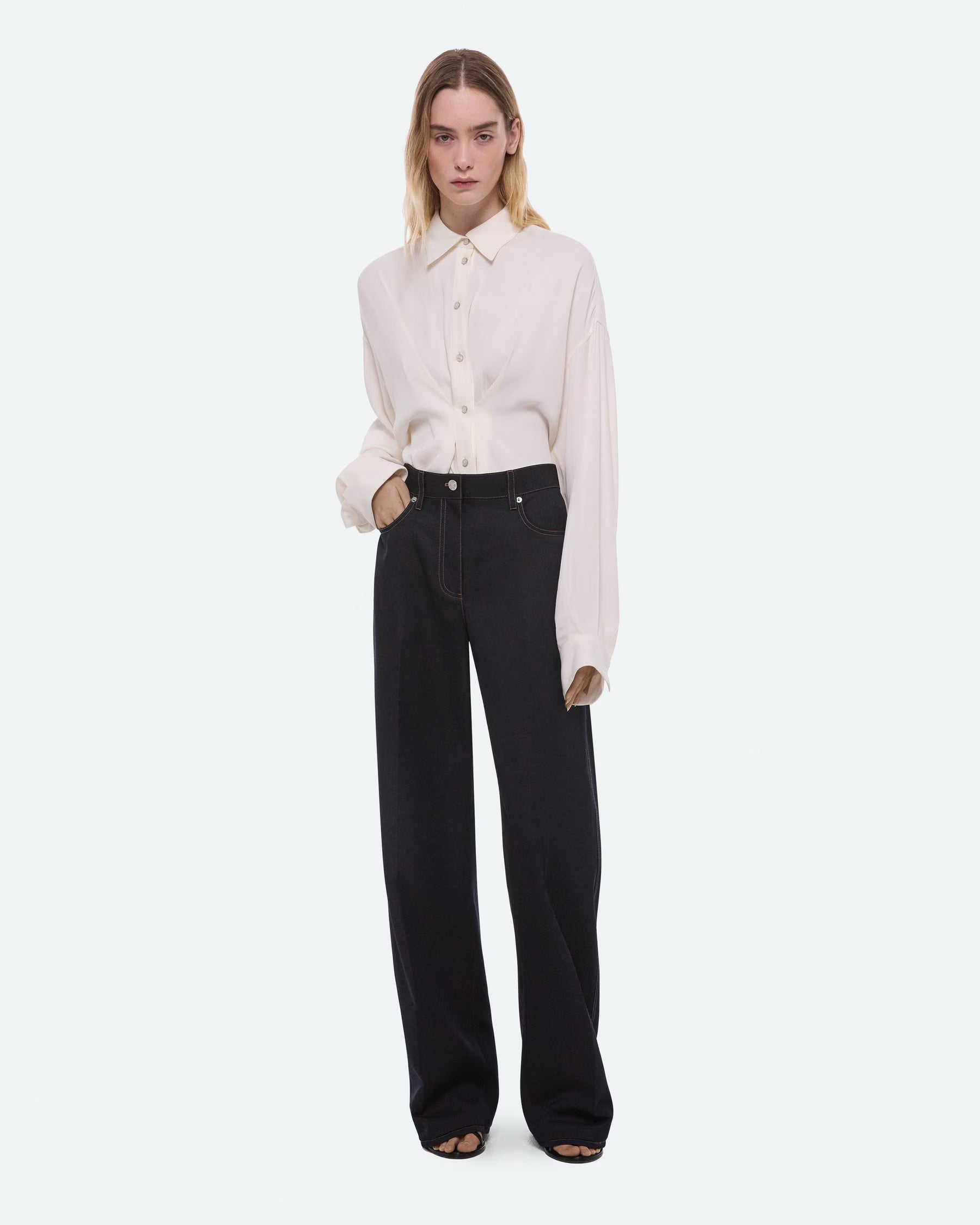 Helmut Lang Relaxed Bootcut Trousers | Navy Melange