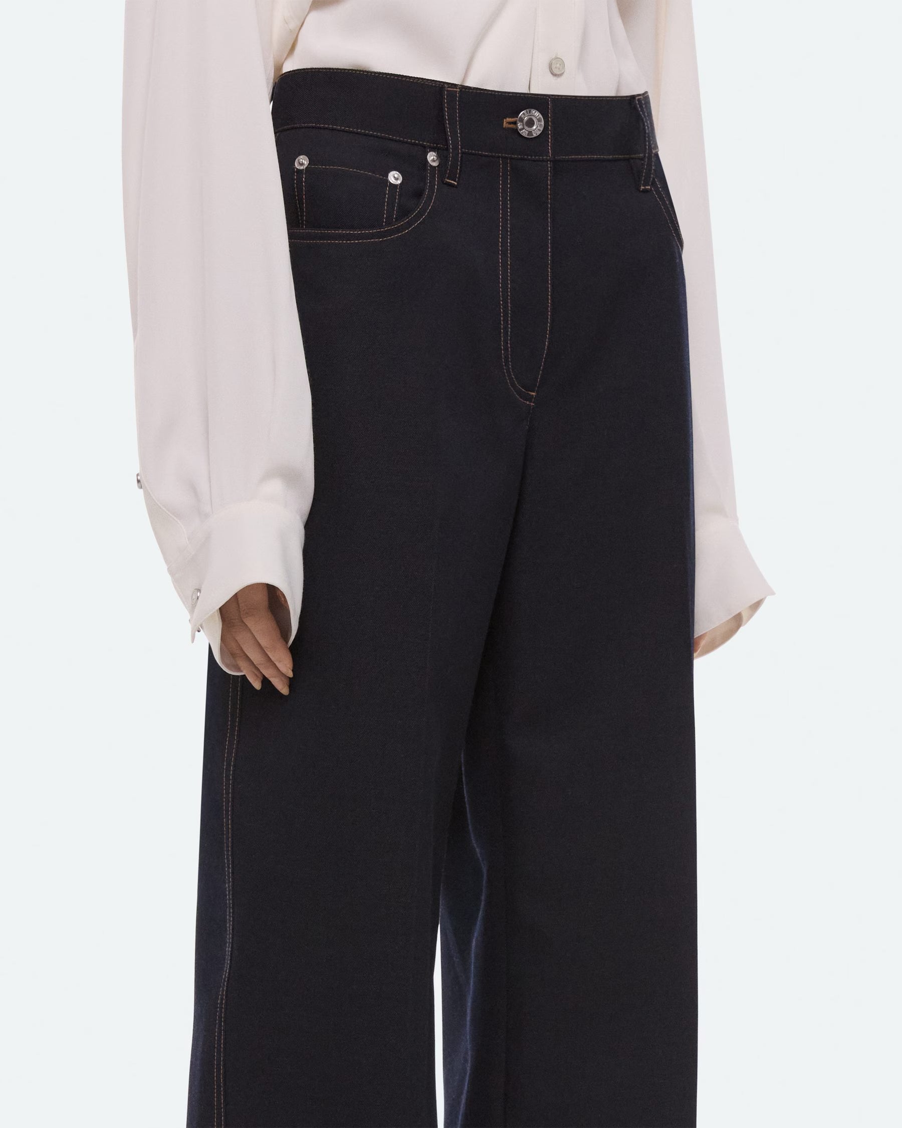 Helmut Lang Relaxed Bootcut Trousers | Navy Melange