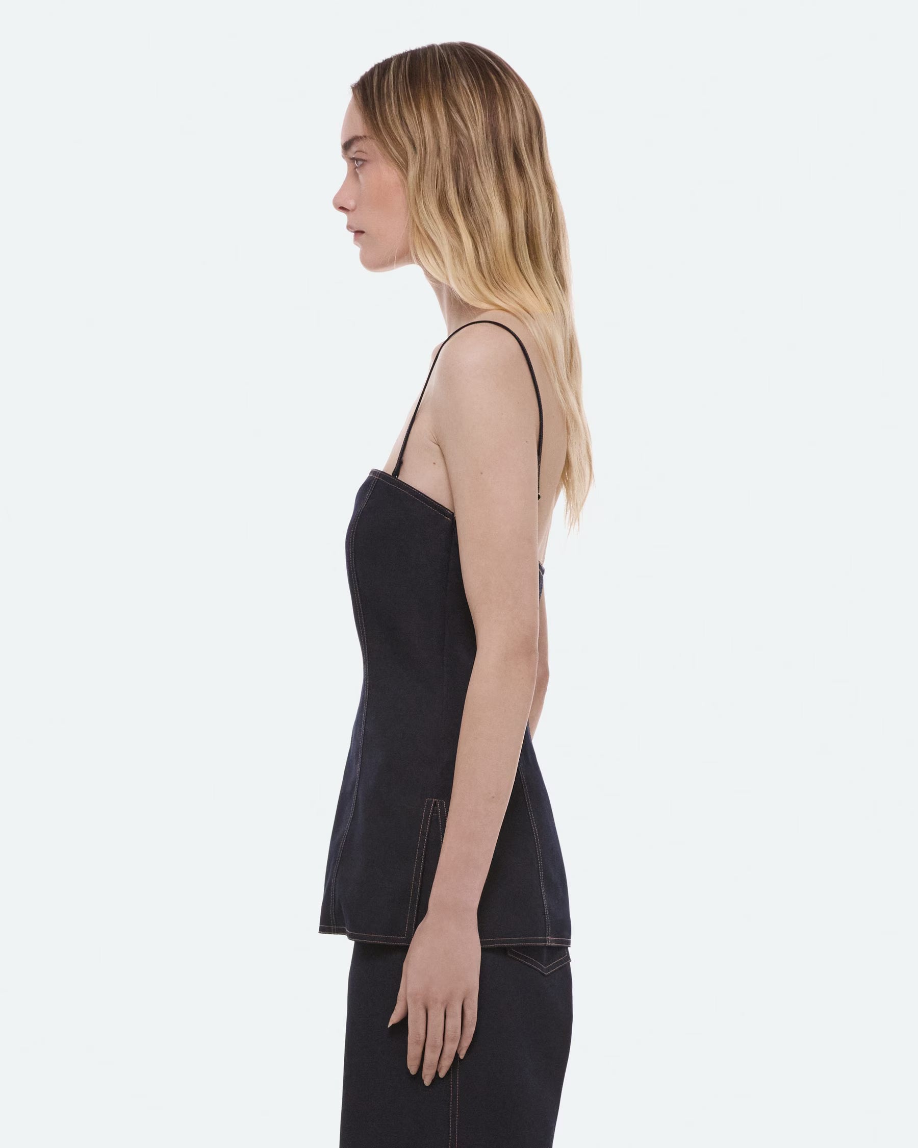 Helmut Lang Minimal Slip Top | Navy Melange