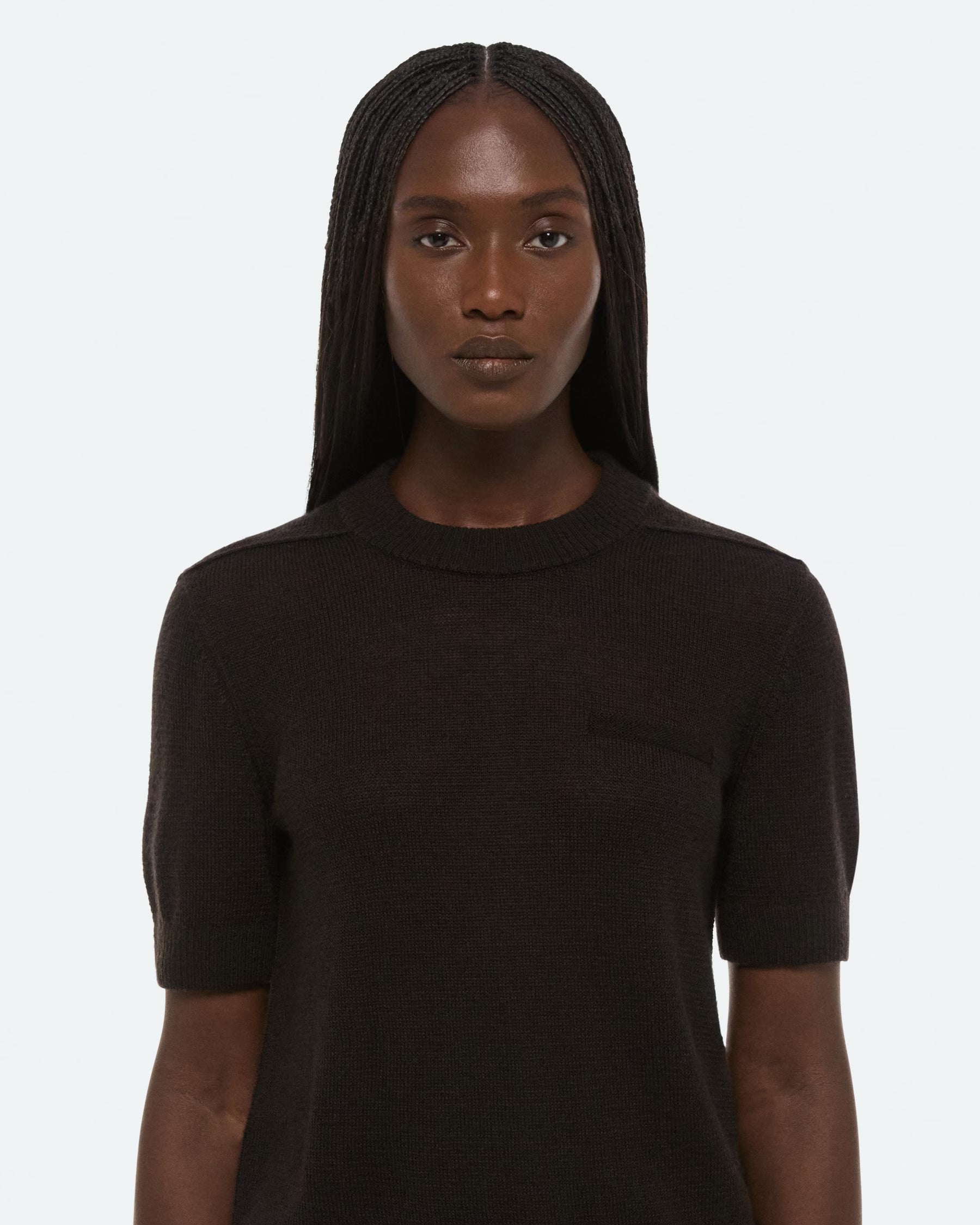 Helmut Lang Sheer Baby Tee | Dark Brown