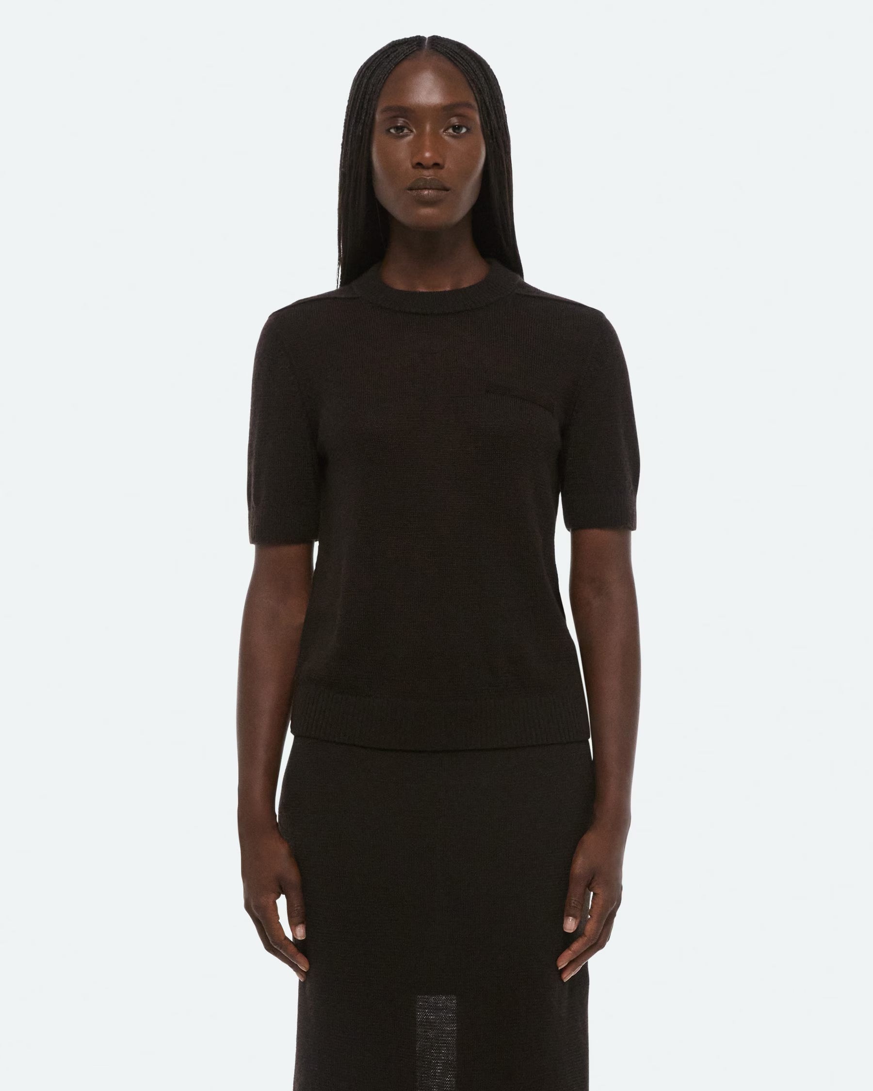 Helmut Lang Sheer Baby Tee | Dark Brown