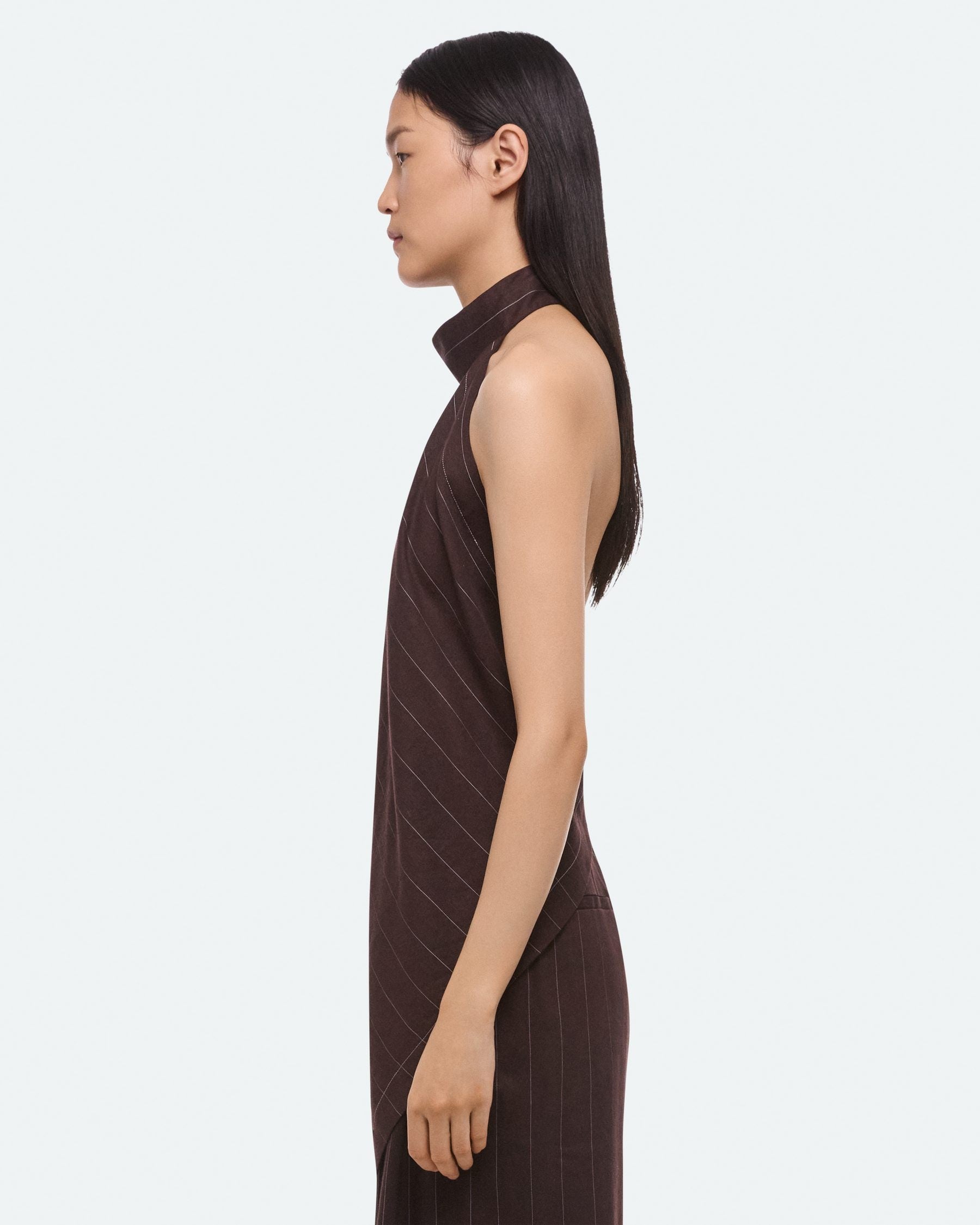 Helmut Lang Halter Scarf Top | Brown Stripe