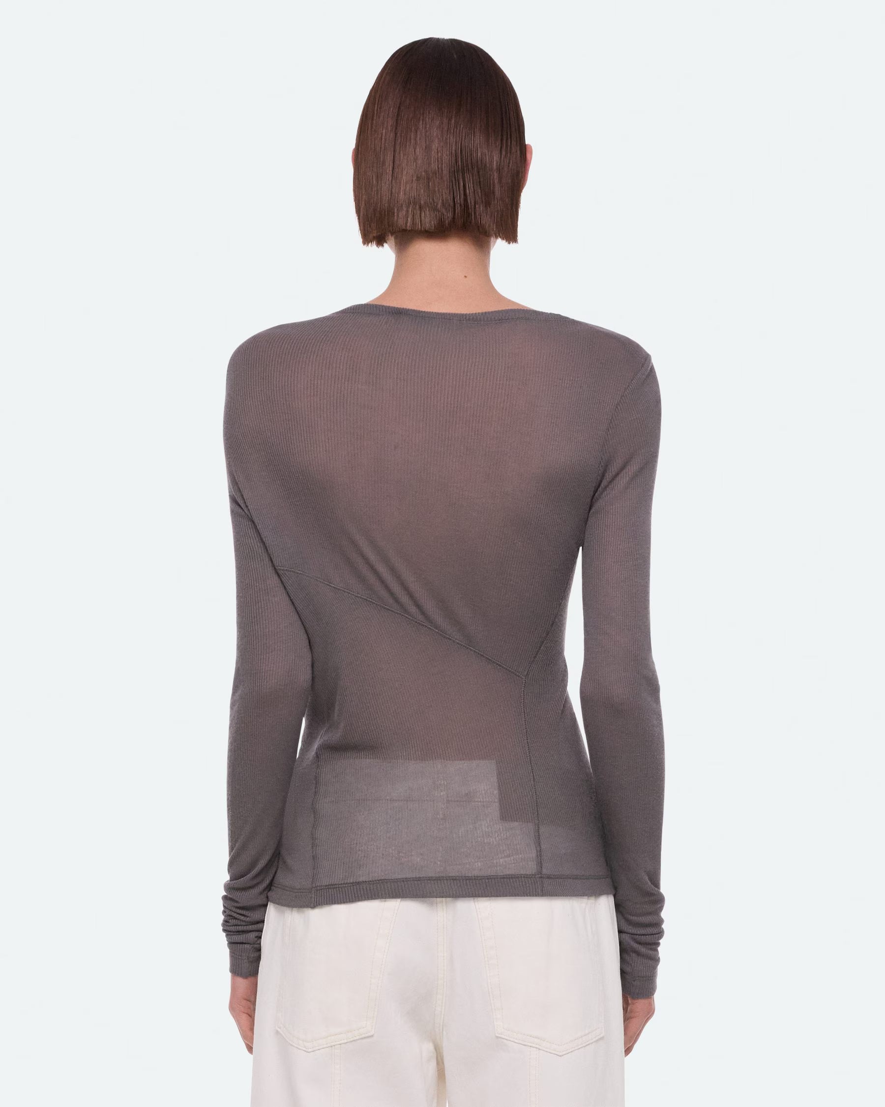 Helmut Lang Sheer Twist Long Sleeve Top | Dark Grey