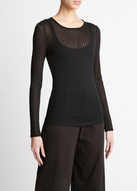 Vince Black Sheer Long Sleeve Tee