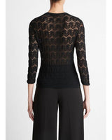 Vince Black Fine Lace 3/4 Sleeve Top