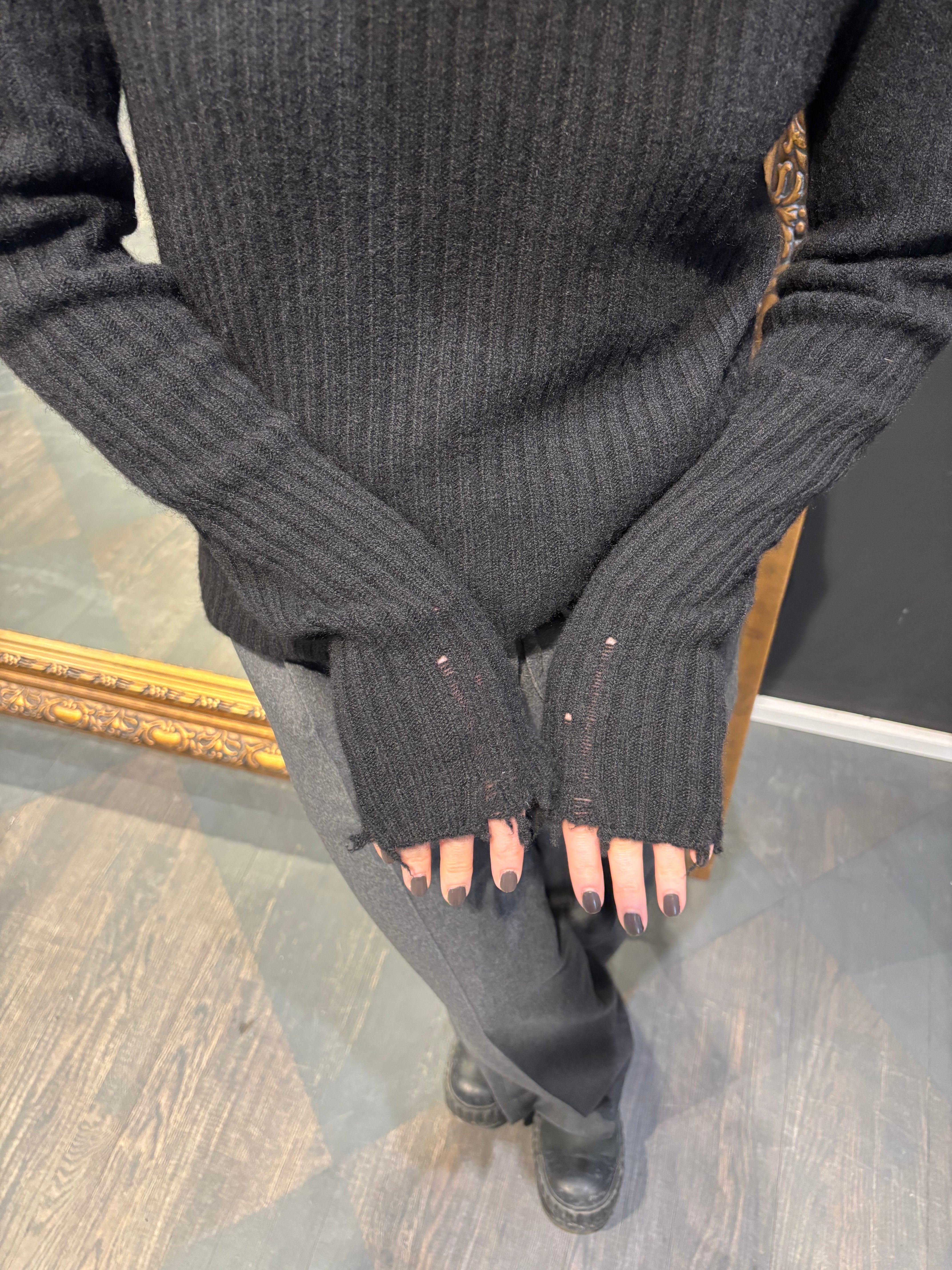 Uma Wang Cashmere Rib Sweater Black