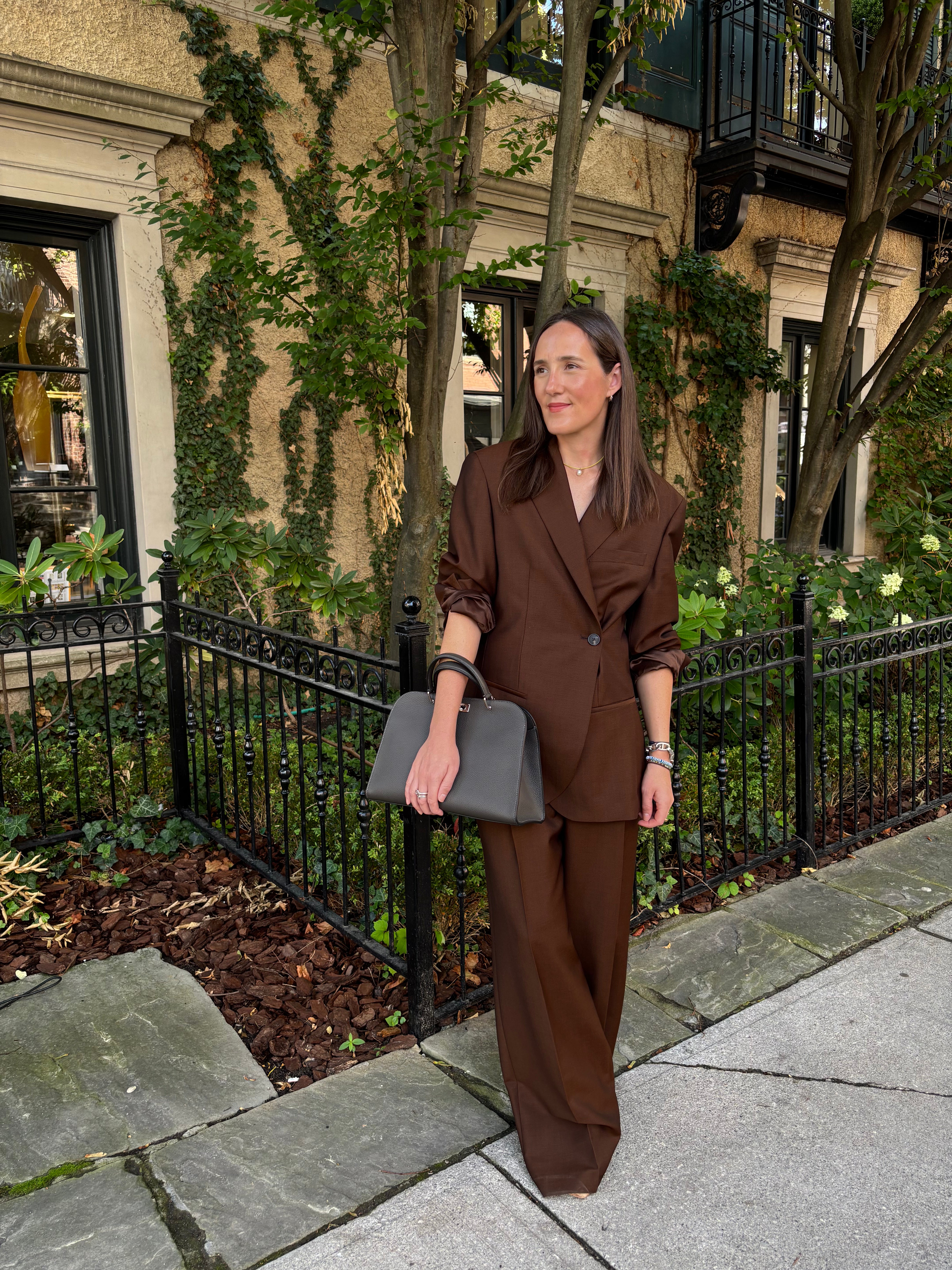 Róhe Dual Tone Piqué Overlap Suit Jacket | Mahogany