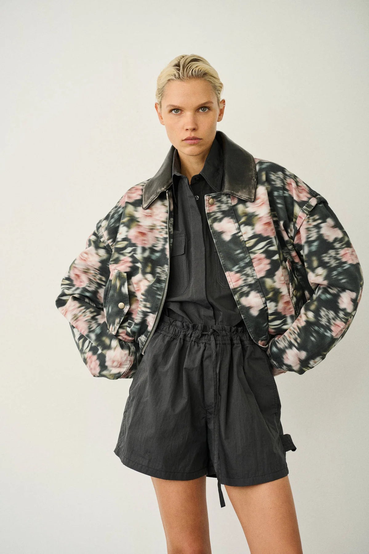 HALFBOY Jet Set Bomber Jacket | Black Floral