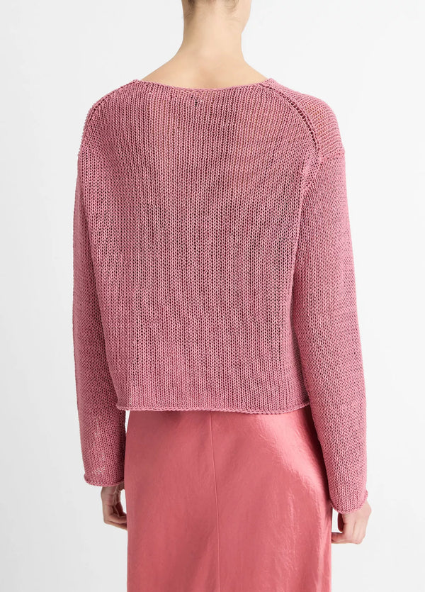 Vince Italian Cotton Knit Sweater Peony