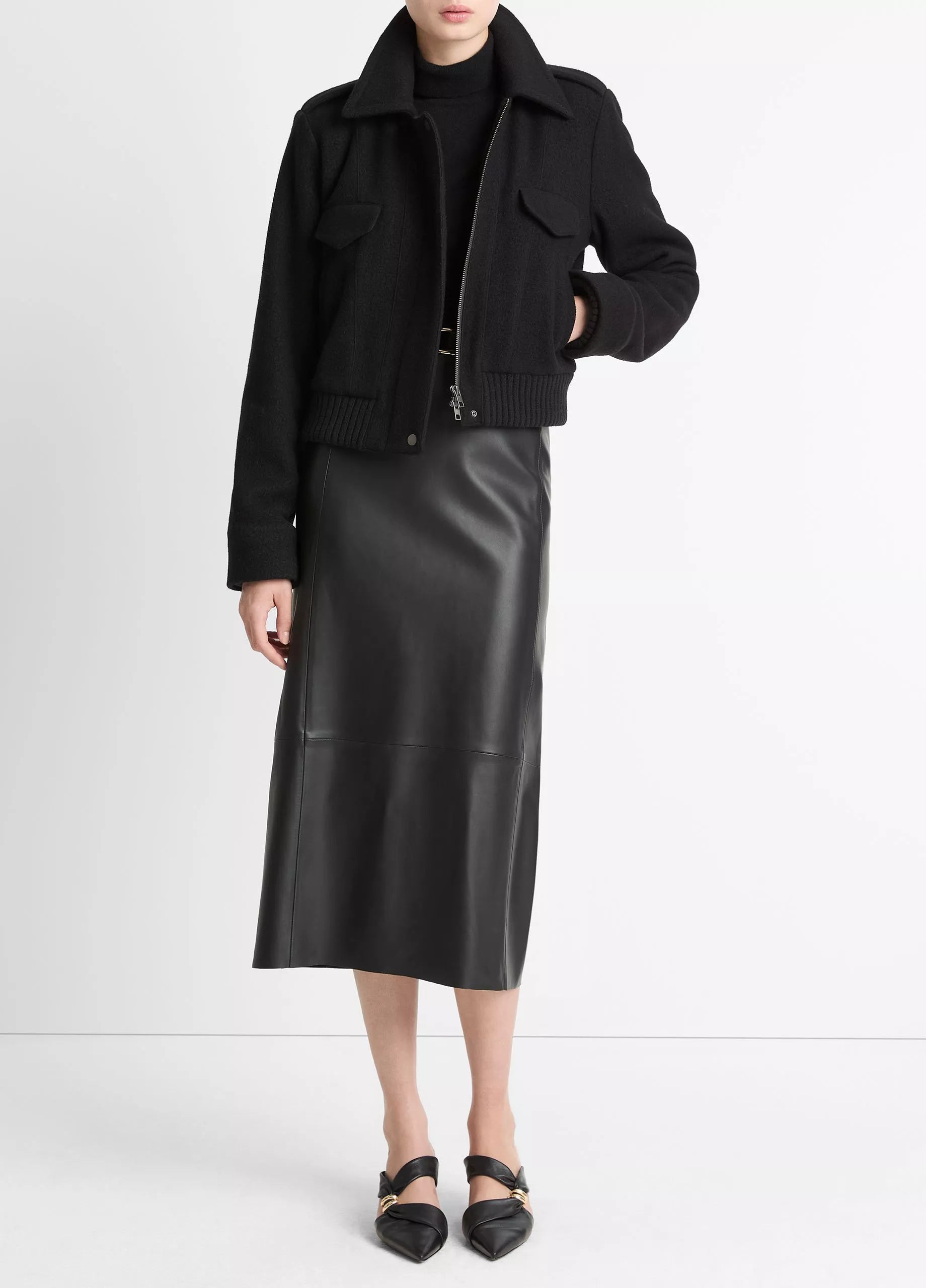 Vince Italian Wool Cropped Jacket Black