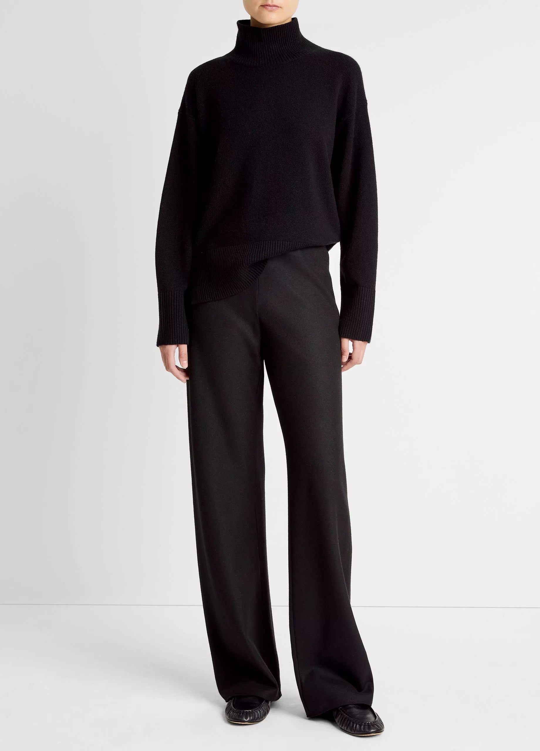 Vince High Waist Wool-Blend Bias Pants Black