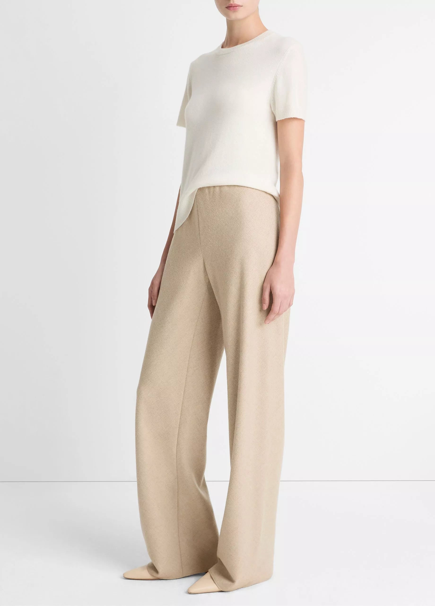 Vince High Waist Wool-Blend Bias Pants Oatmeal