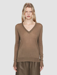 Joseph Cashair V-Neck Sweater Hickory